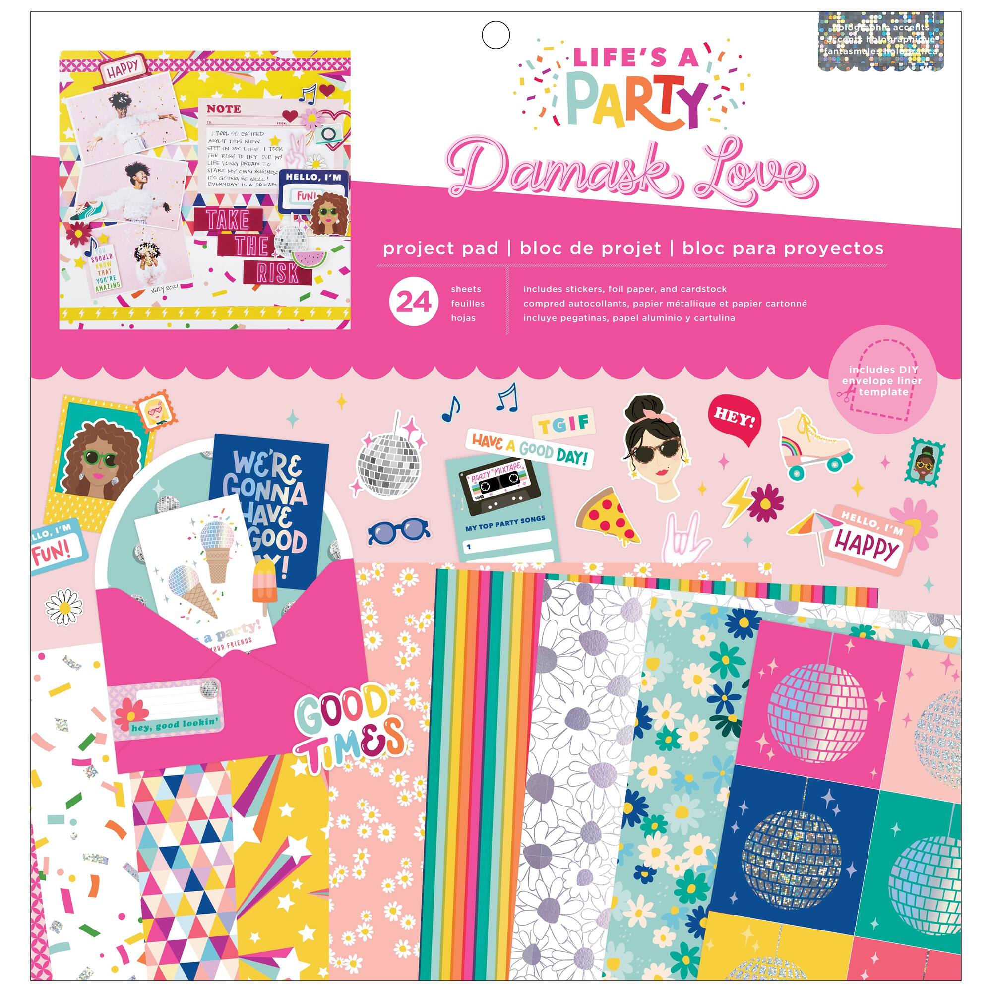 American Crafts™ 12" x 12" Damask Love Life's A Party Project Pad, 24ct.